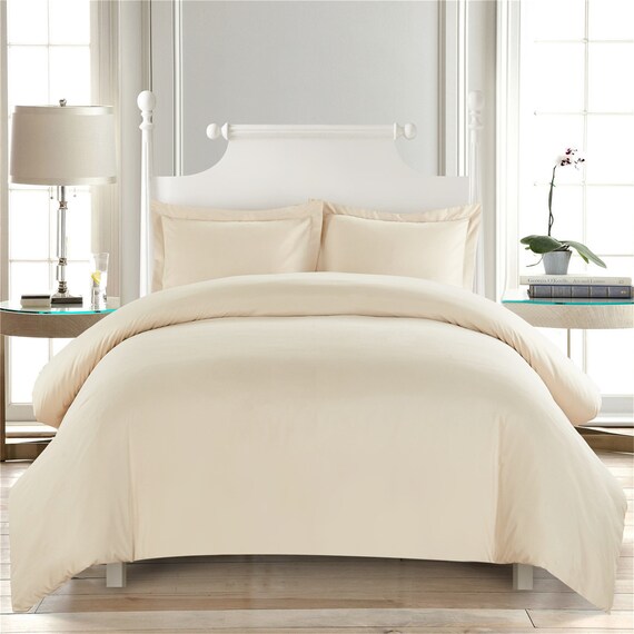 Beige Duvet Cover Classic Duvet Cover Set Comfortable Solid Etsy