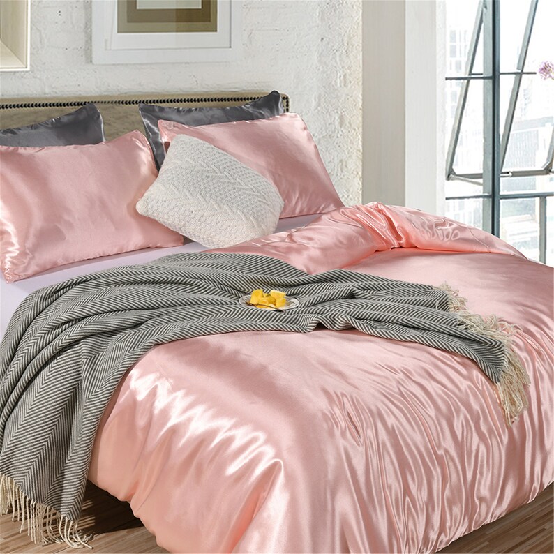 Pink Duvet Cover Silklike Soft Silky Bright Comforter Cover Etsy