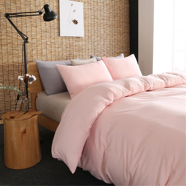 Minimalist Duvet Cover Light Pink Duvet Cover Set Pure Pink Etsy