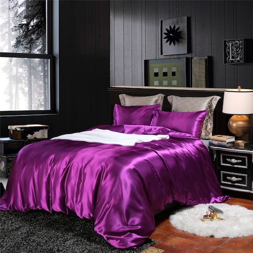 Violet Purple Silklike Duvet Cover Soft Silky Bright Quilt Etsy