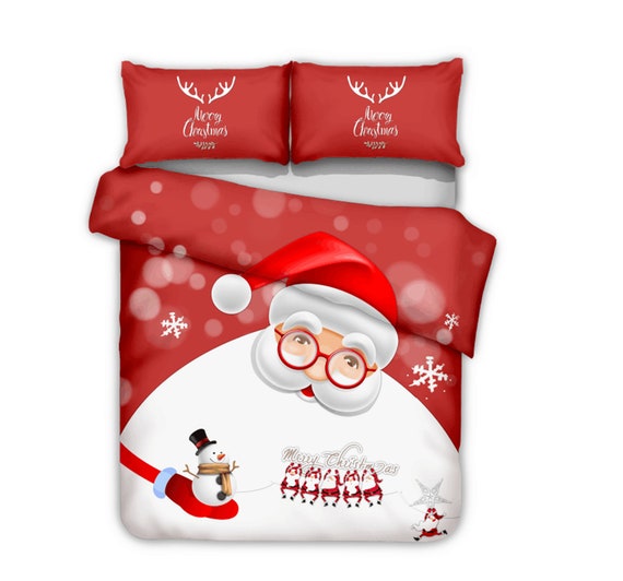 Christmas Themed Duvet Cover Red Christmas Couple Duvet Set Etsy