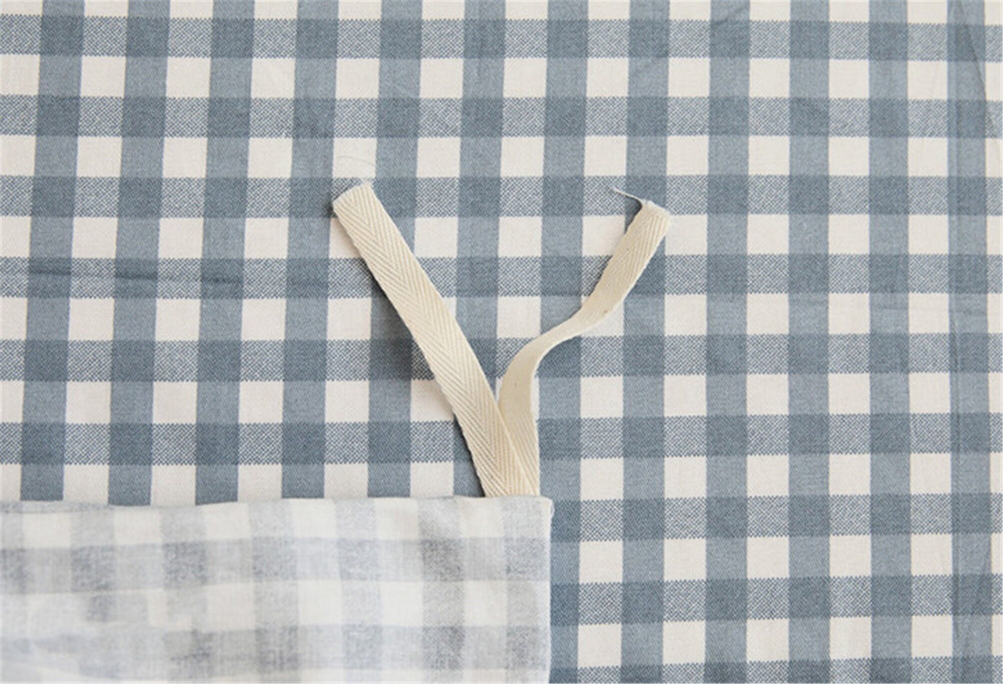 Light Blue Plaid Soft Bedding Sets 100 Cotton Concise Style Etsy