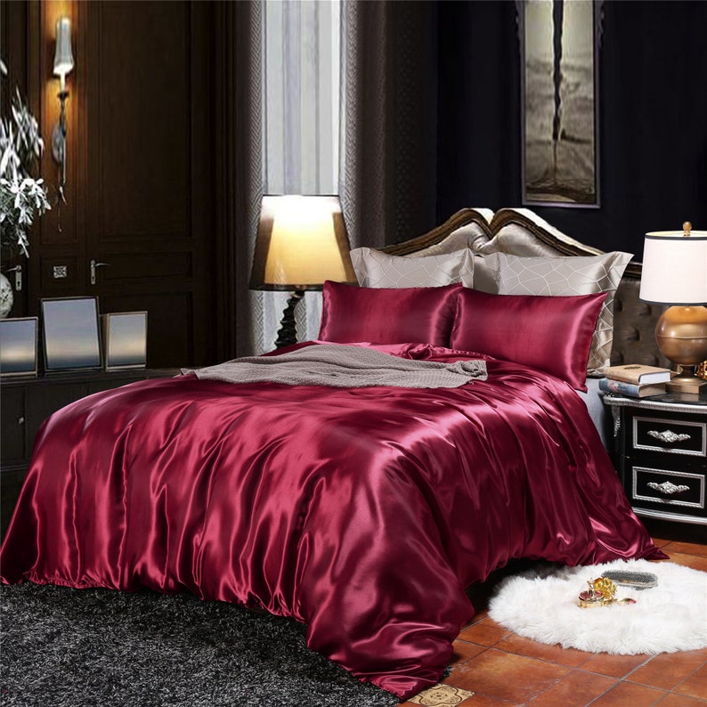 Buy Royal Wine Red Duvet Cover Silklike Soft Silky Bright Online in