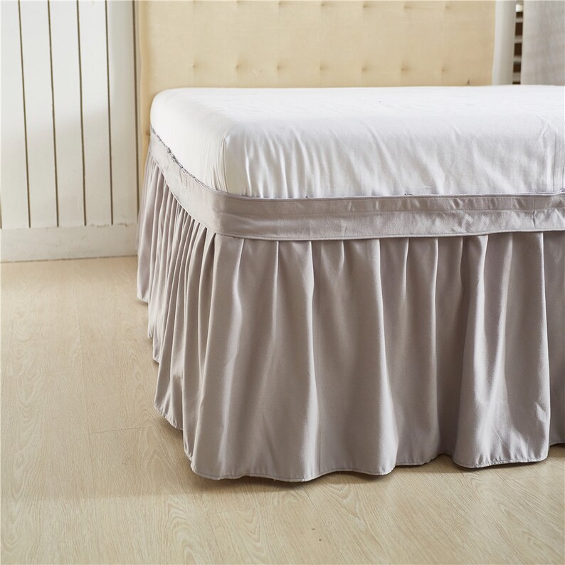 Light Gray Bed Skirt Shabby Chic Bedding Natural Colors Etsy