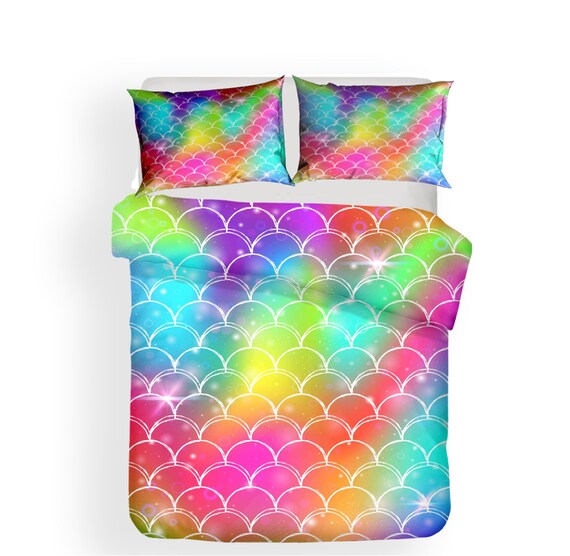 Rainbow Gradient Mermaid Scales Duvet Cover Set KIDS Quilt Etsy