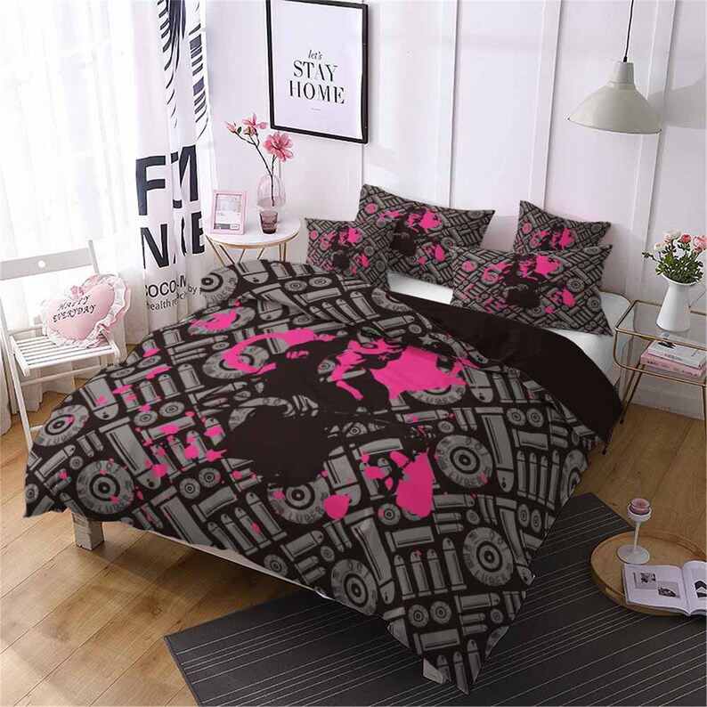 Black Pink Duvet Cover Personality Graffit Artistic Modern Etsy