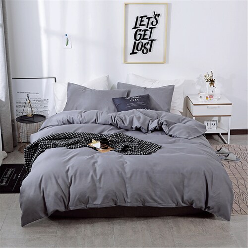 Autumn Winter 3 Piece Comforter Cover Set Gray Duvet Cover Set Etsy