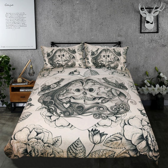 High Quality Bedding Sets Vintage 3d Printed Retro Skull Duvet Etsy