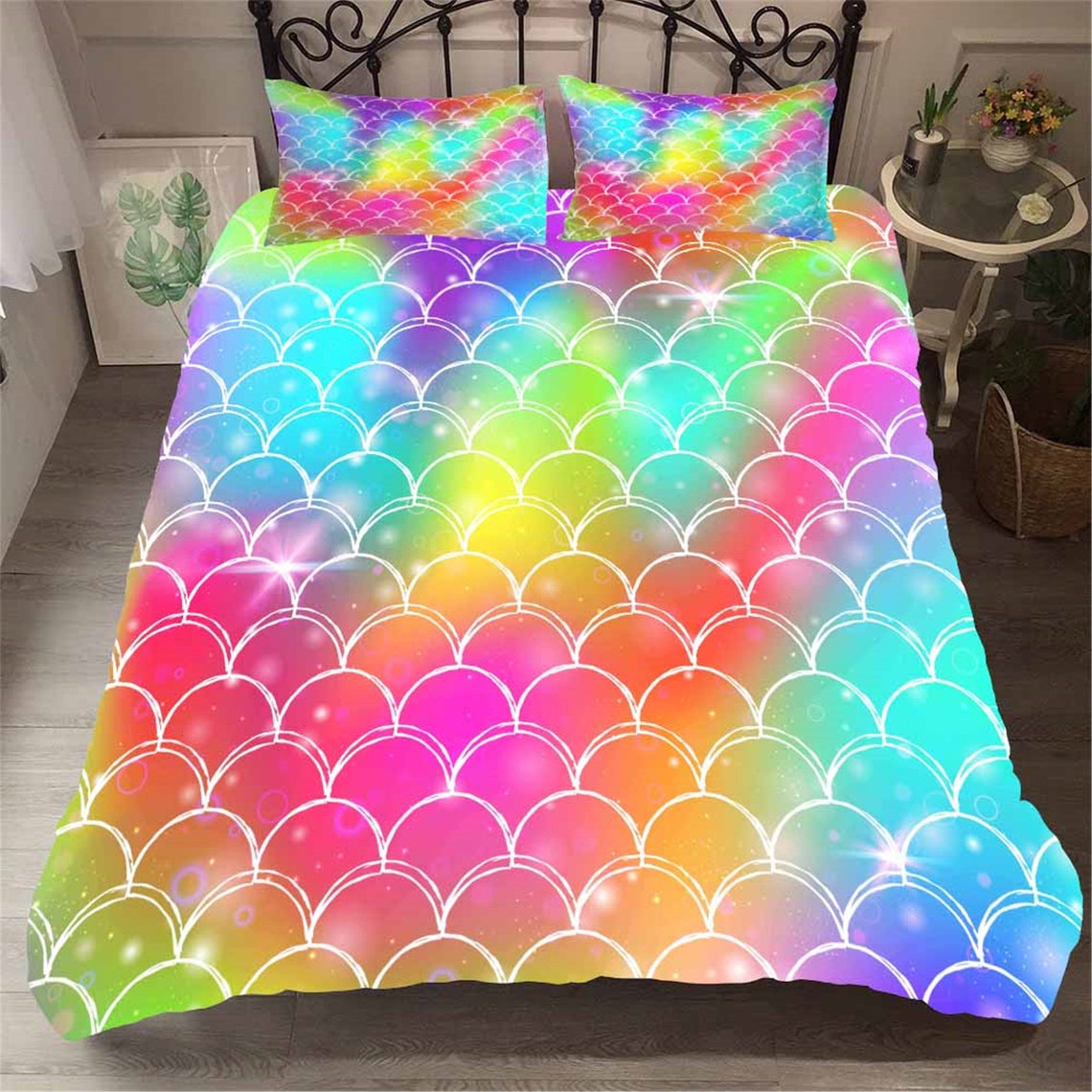 Rainbow Gradient Mermaid Scales Duvet Cover Set KIDS Quilt Etsy