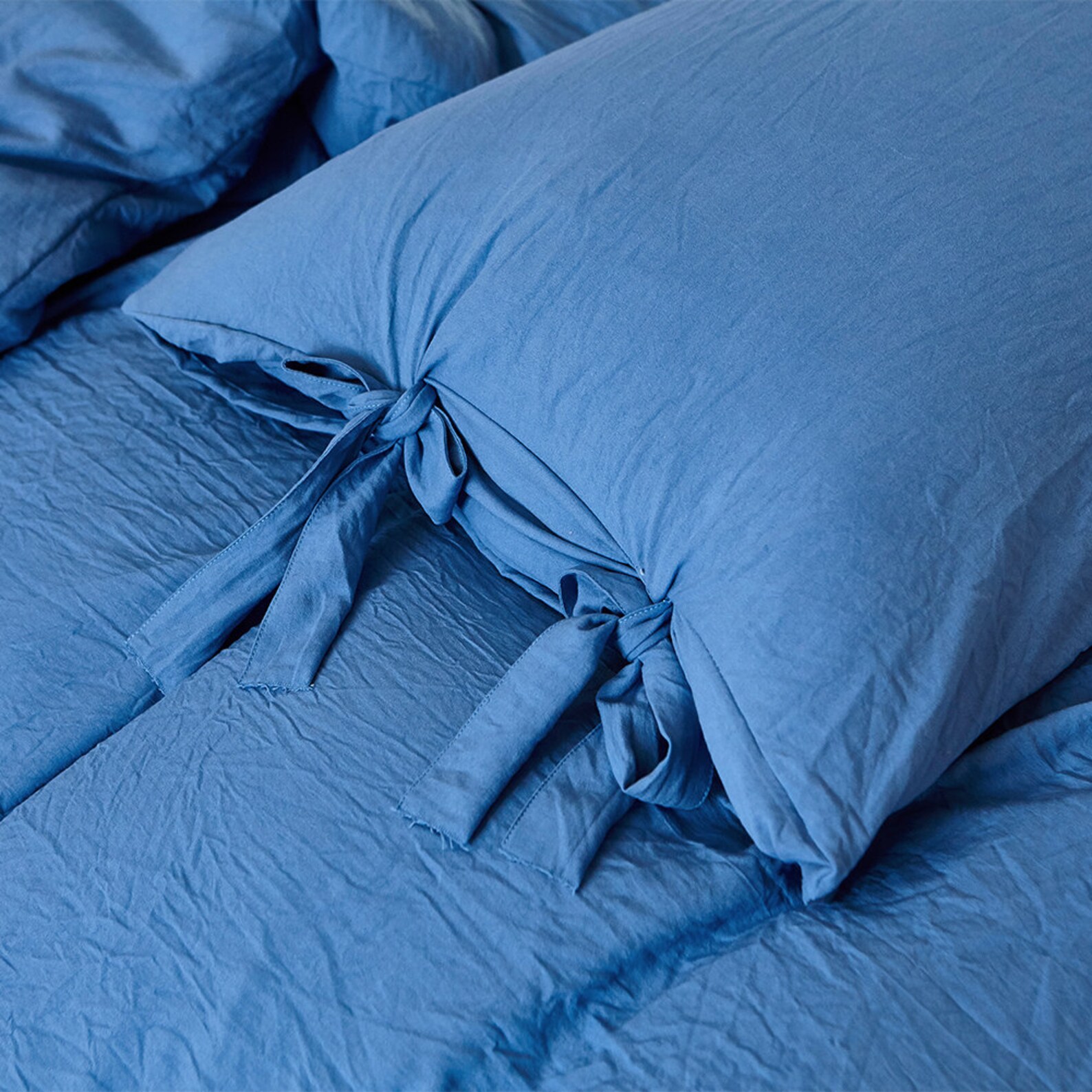 Ocean Blue Duvet Cover Solid Color Washed Cotton Comfortable Etsy