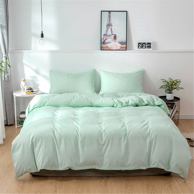 Light Green Autumn Winter 3 Piece Comforter Cover Set Duvet Etsy