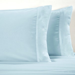 Light Blue Sheet Set Simple Fitted Sheet Flat Sheet 2 Pillow | Etsy