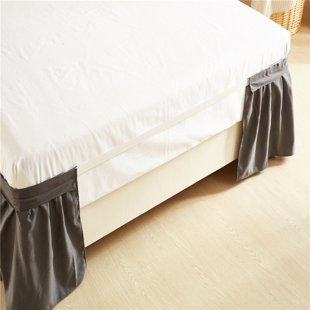 Dark Gray Bed Skirt Shabby Chic Bedding Natural Colors Bedding Etsy