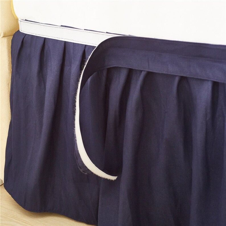 Navy Blue Bed Skirt Shabby Chic Bedding Natural Colors Bedding Etsy