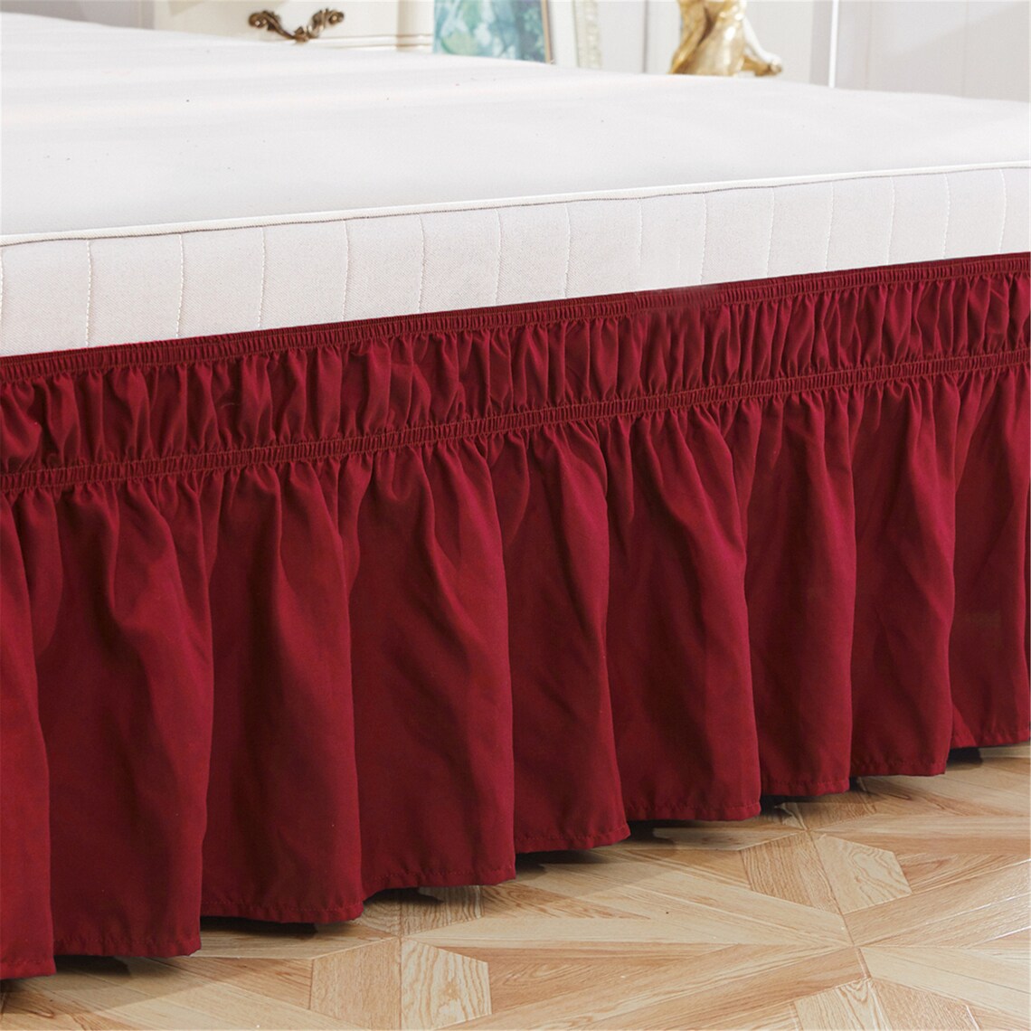Wine Red Bed Skirt Shabby Chic Bedding Natural Colors Red Dust Etsy