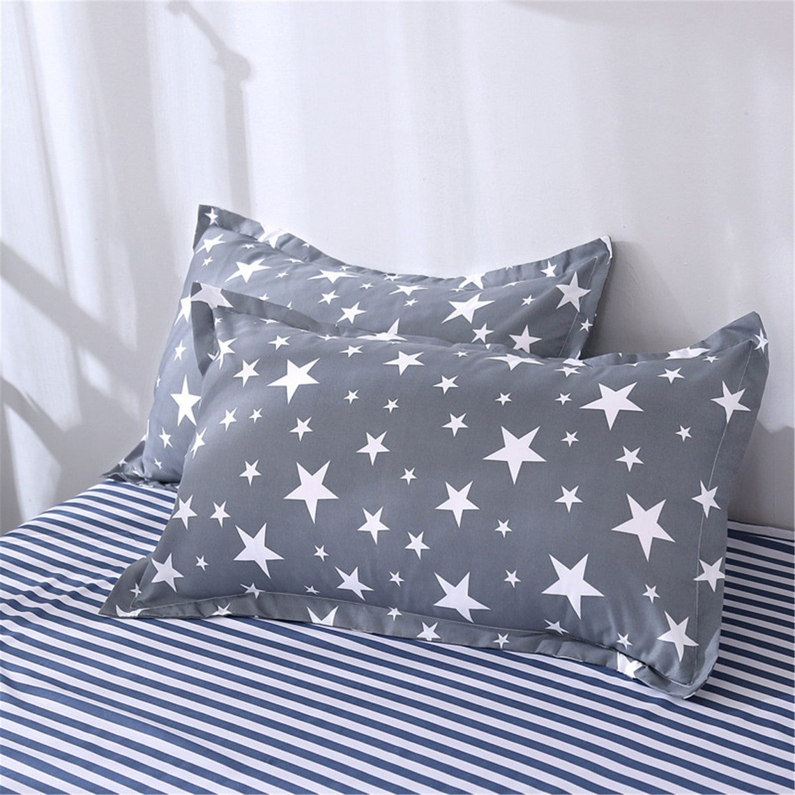 Modern Stars Duvet Cover Set Gray Duvet Cover Stars Winter Etsy
