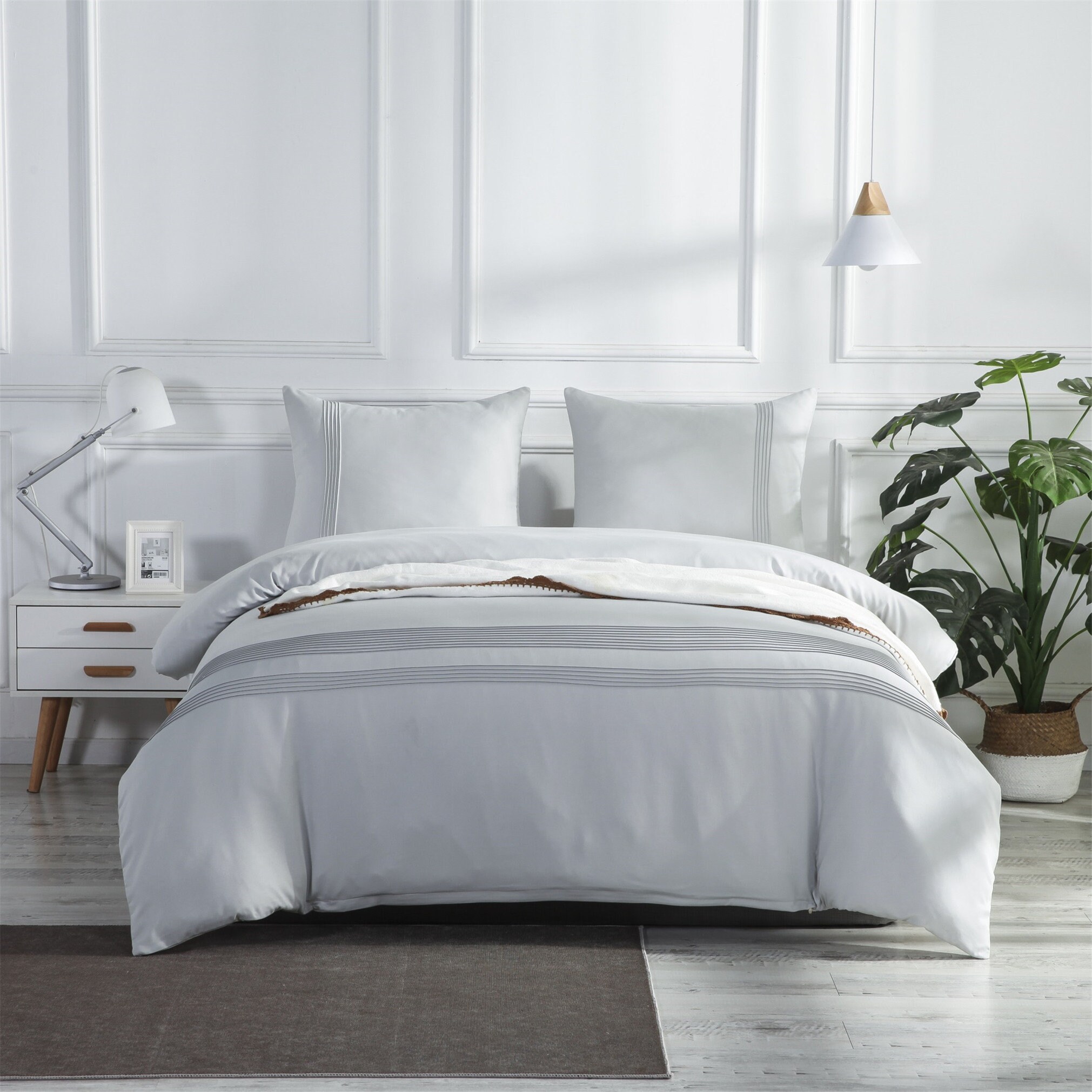 Simple Light Gray Duvet Cover Pillow Cases Comforter Cover Etsy