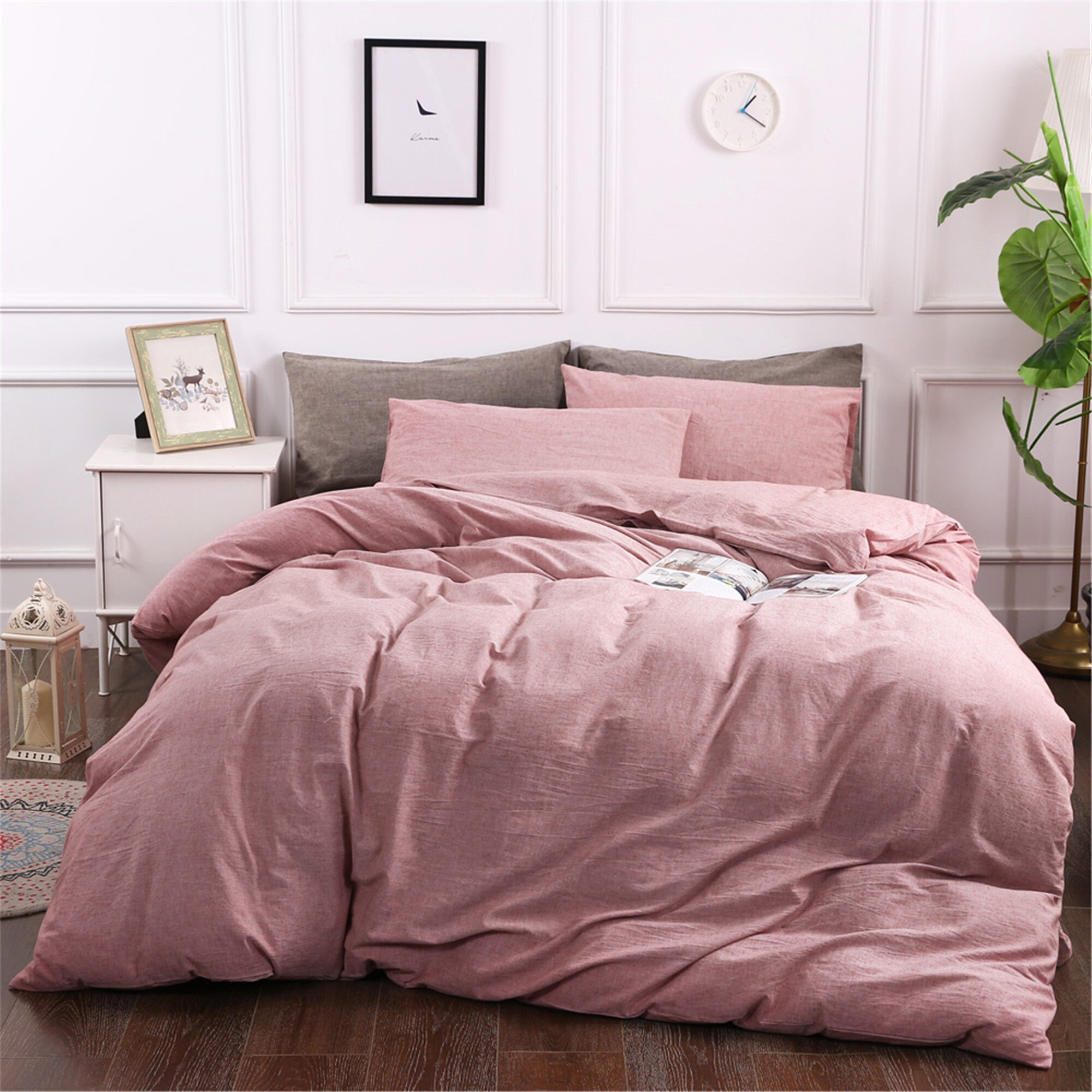 Pink Linen Duvet Cover Set Soft Linen Comforter Covers Linen Etsy