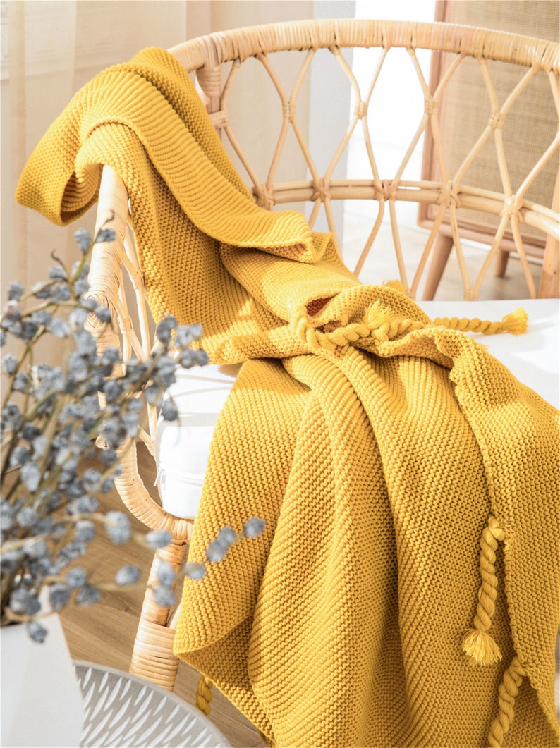 Warming Ginger Acrylic Cotton Knitted Blanket Bed Tail Towel Etsy