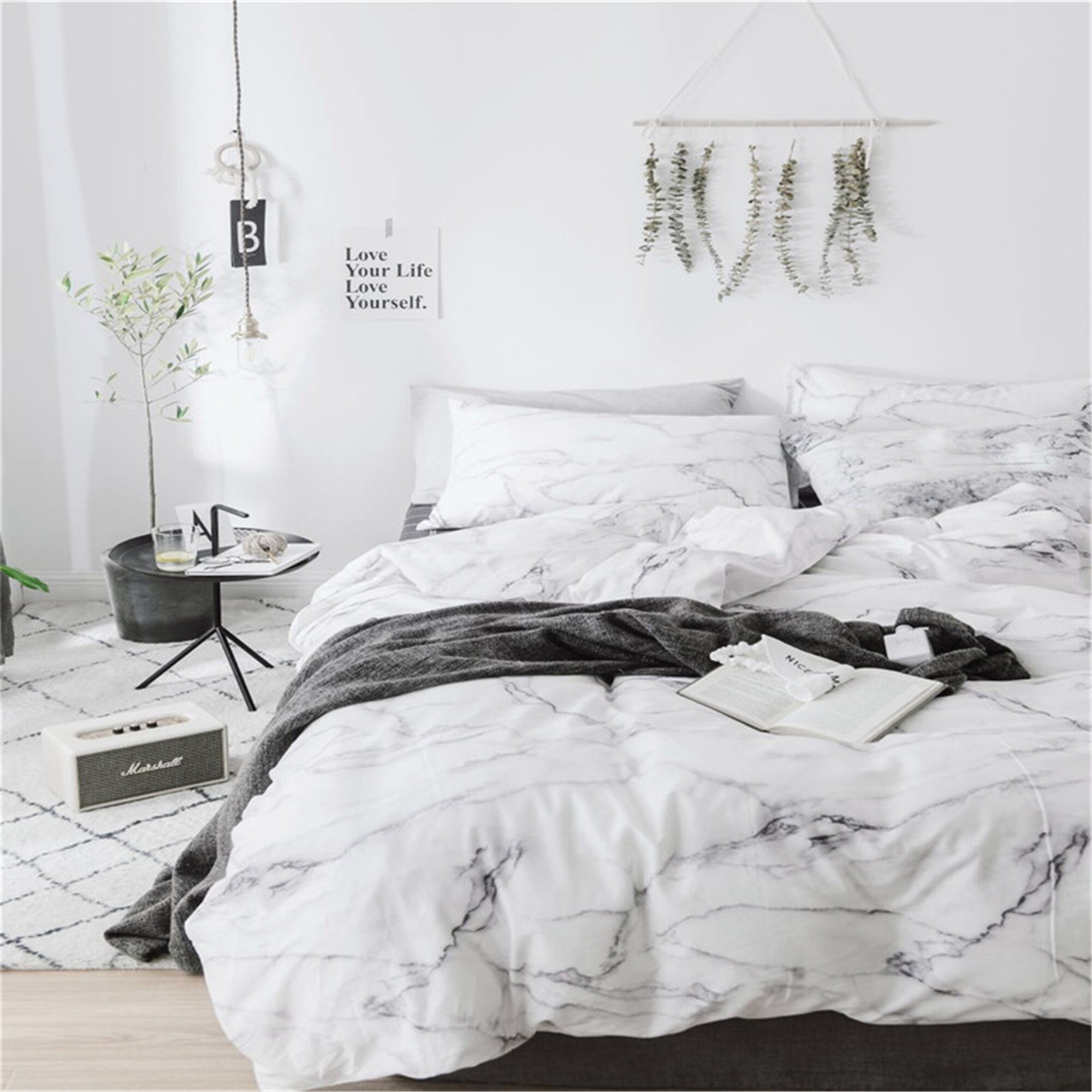 White marble Duvet Cover 100 Cotton Comforter Cover Kids Etsy