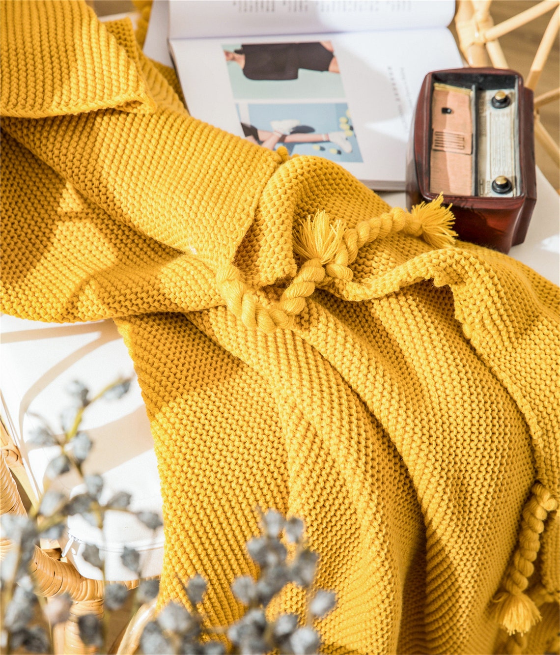 Warming Ginger Acrylic Cotton Knitted Blanket Bed Tail Towel Etsy