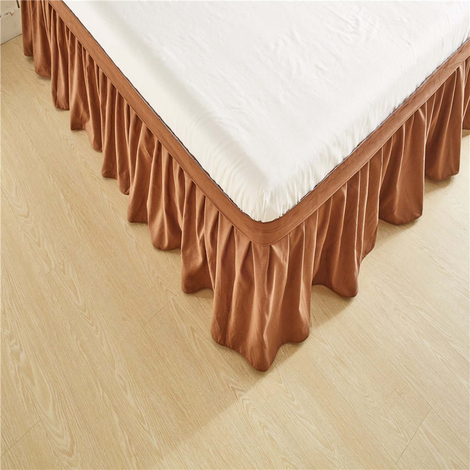 Chocolate Brown Bed skirt Shabby Chic Bedding Natural Colors Etsy
