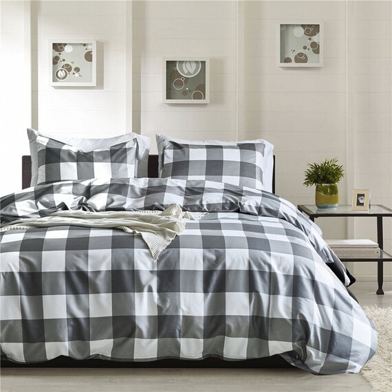 Romantic Gray and White Lattice Duvet Cover Gray Comfortable Etsy