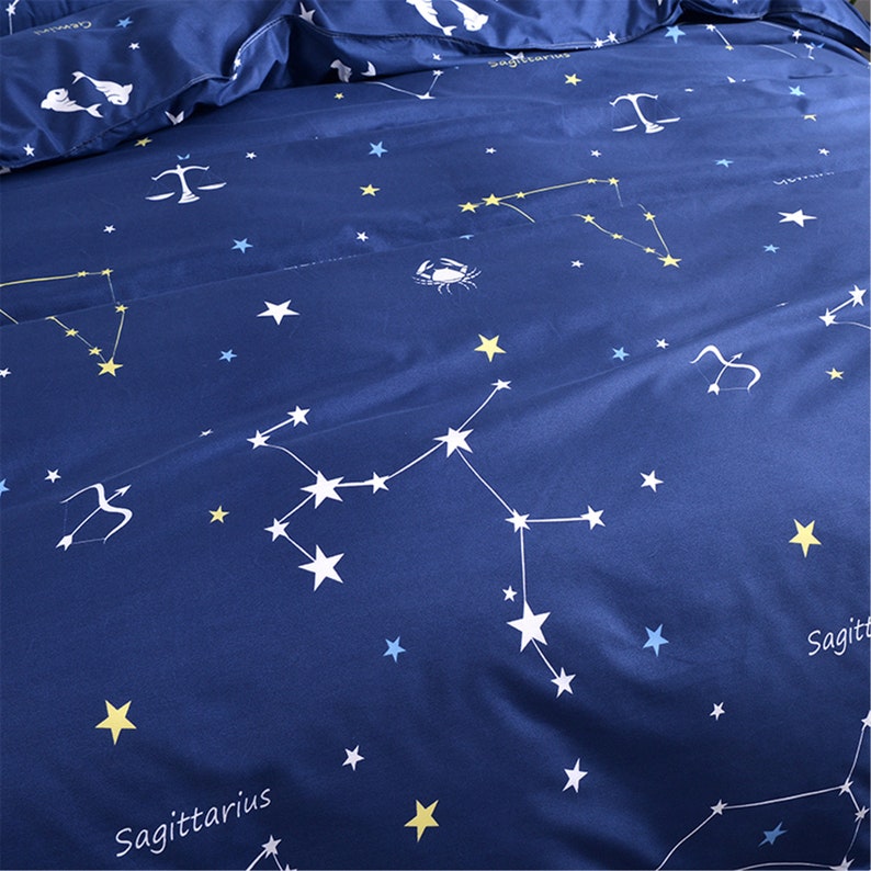 Blockbuster Launch Stars Duvet Cover Set Blue Constellation Quilt Comforter Cover Students Dorm Decor Bedding Sets Gift for HimHer