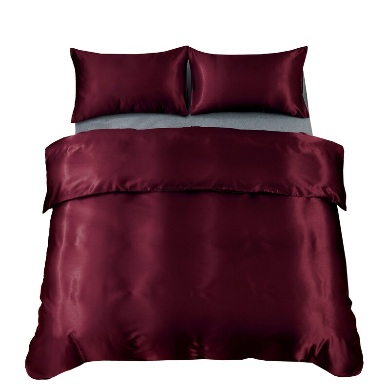 Burgundy Silky Summer Bedding Sets Duvet Cover Set Flat Fitted Etsy