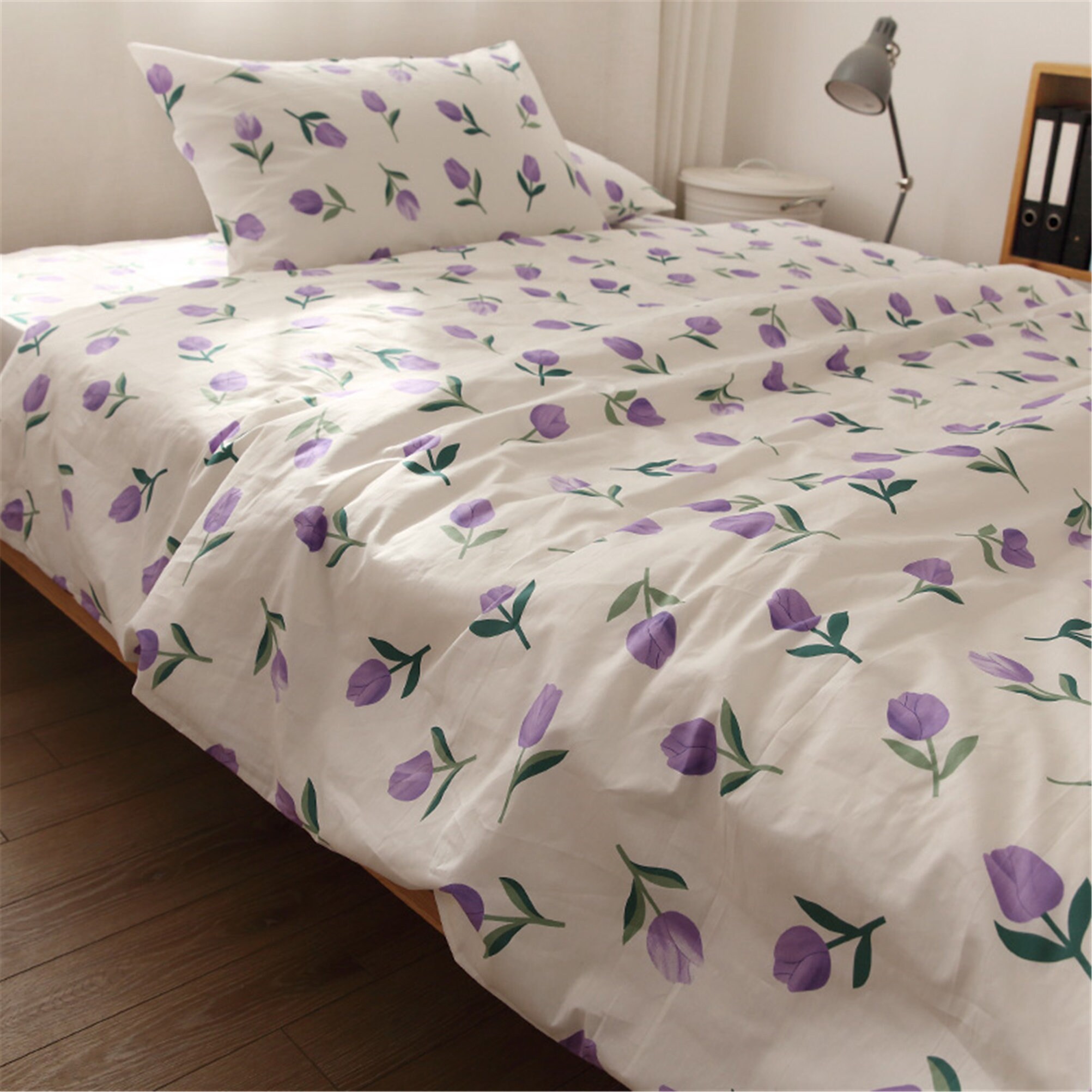 Purple Tulip Bedding Sets Flowers Patterns Duvet Cover Set Etsy