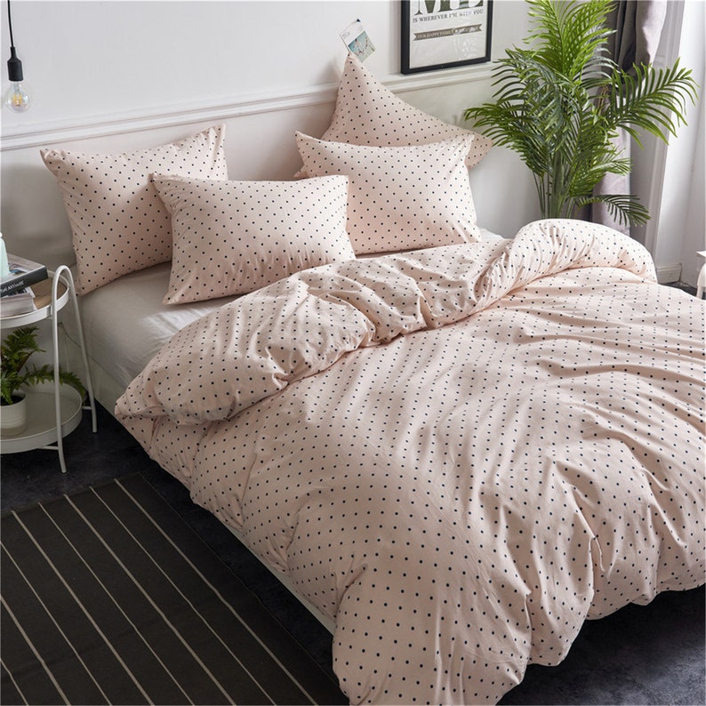 2020 NEW Pink Duvet Cover with Blue Polka Dots 100 Cotton Etsy