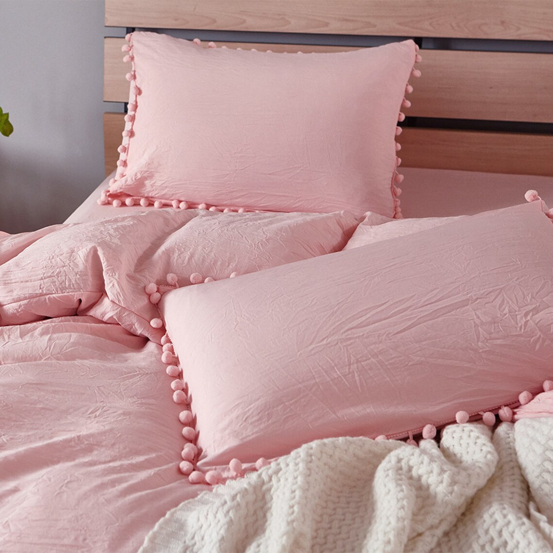 Natural Jade Pink Duvet Cover Washed Comforter Cover Etsy