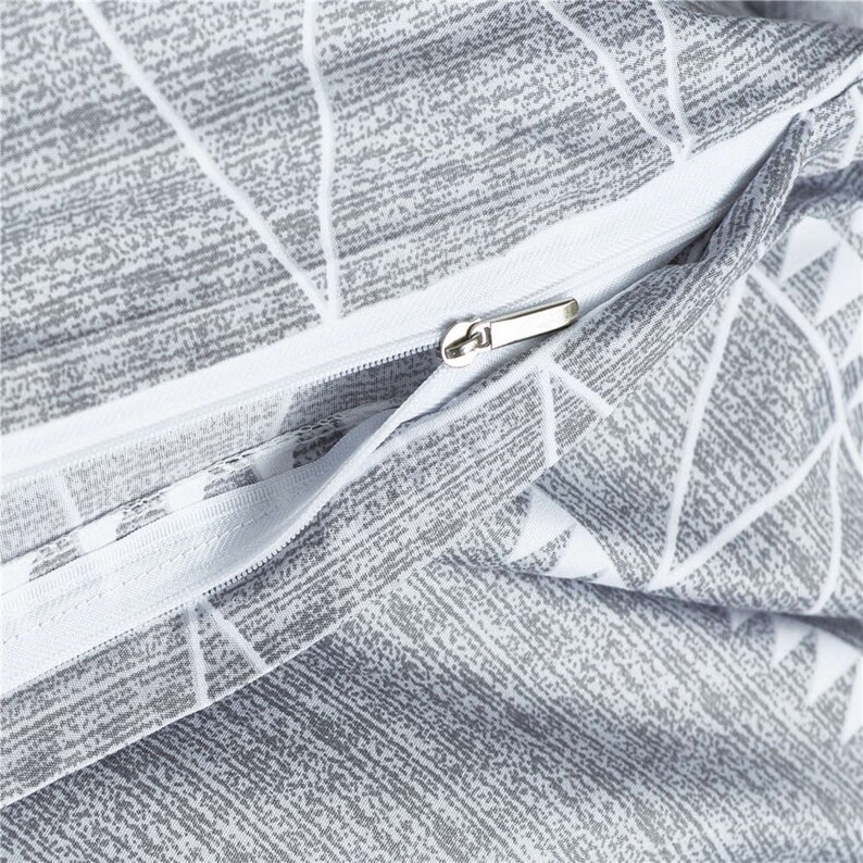 Bohemia Duvet Cover Gray Serrated Lines Boho Geometric Tribal Etsy