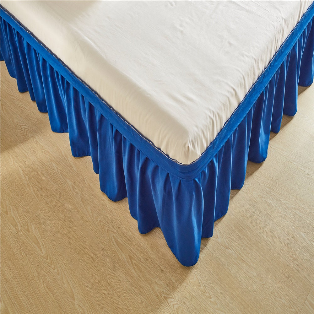 Royal Blue Bed skirt Shabby Chic Bedding Natural Colors Etsy