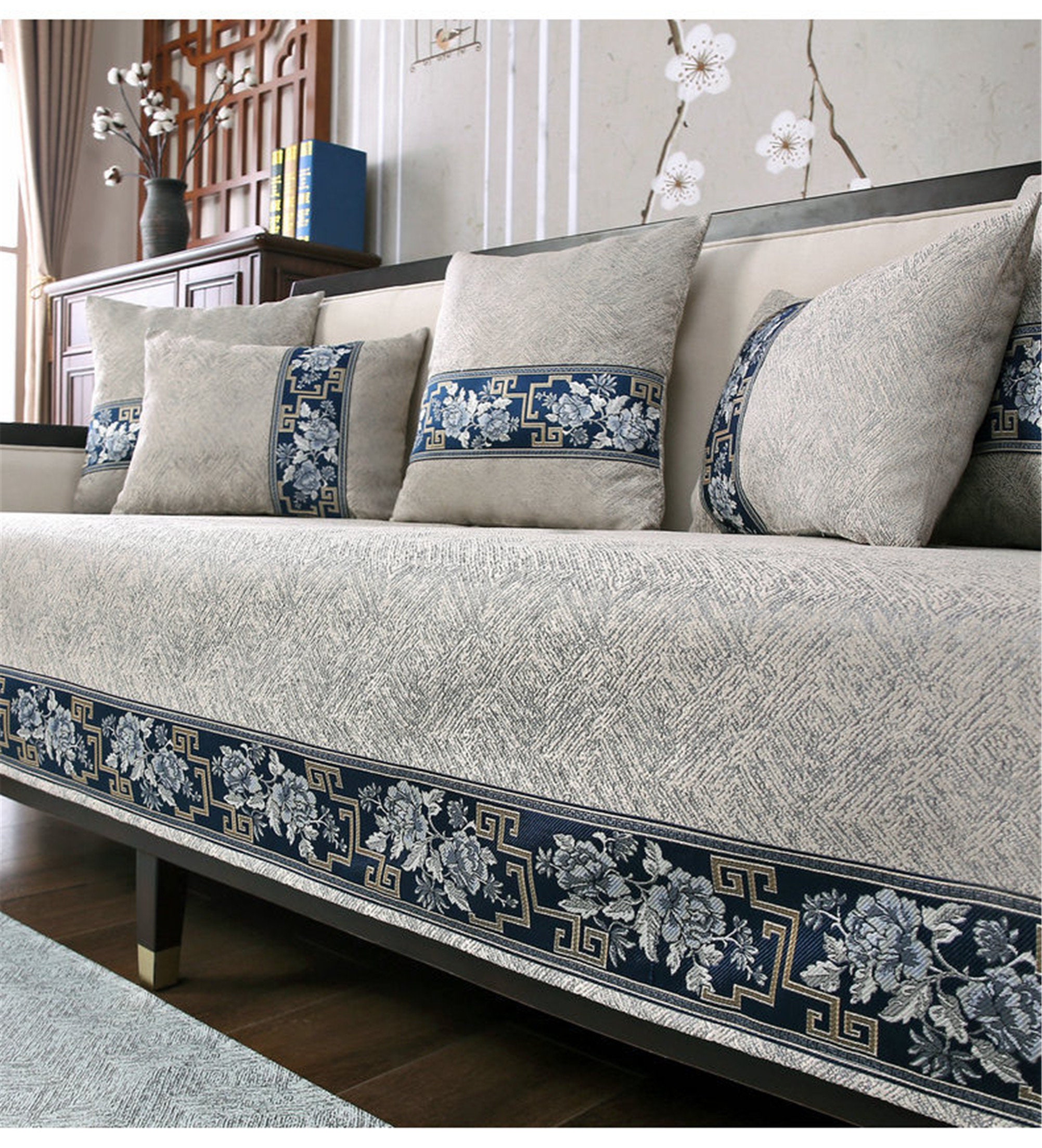 Beuge Gray/Khaki Cloth Sofa Cushion Cover Handmade Elegant Etsy