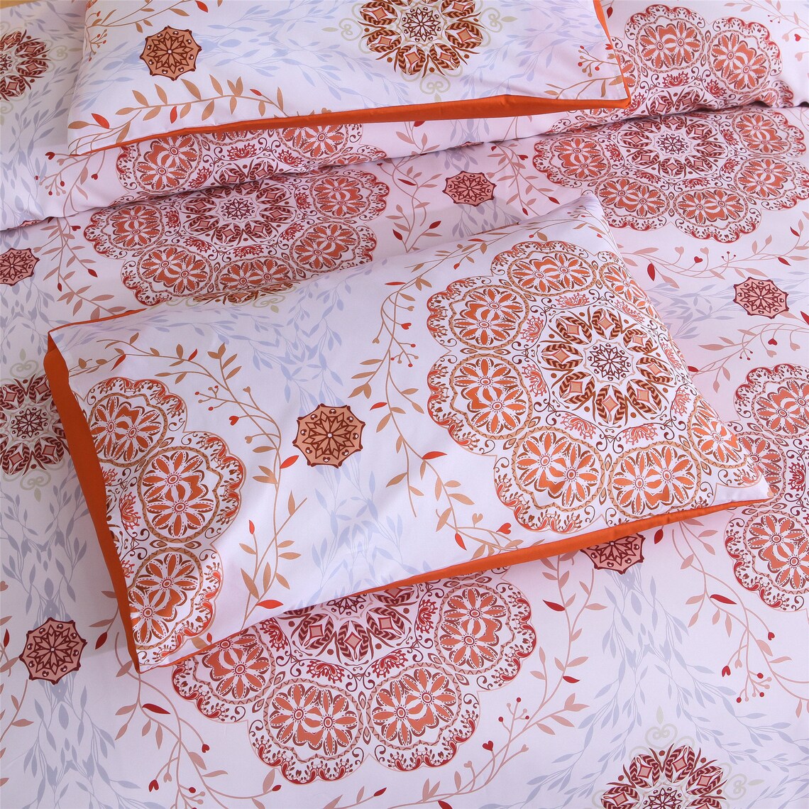 Orange Bohemian Duvet Cover Set Round Geometric Duvet Set Etsy