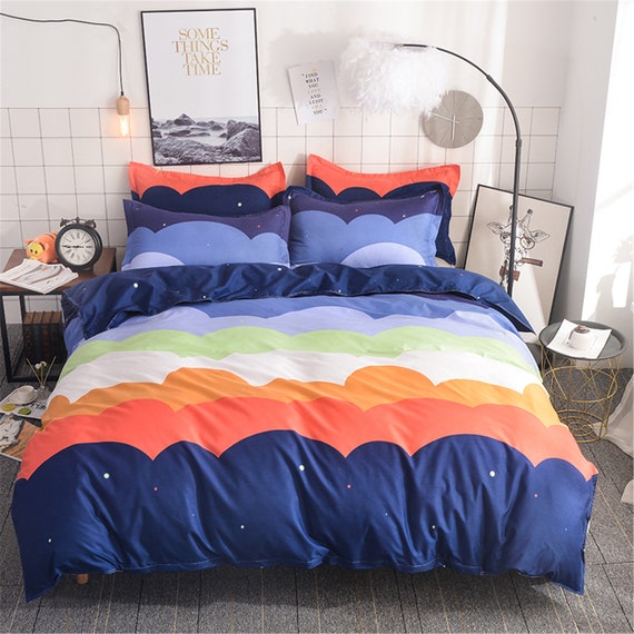 Iridescent Cloud Duvet Cover Set Blue 