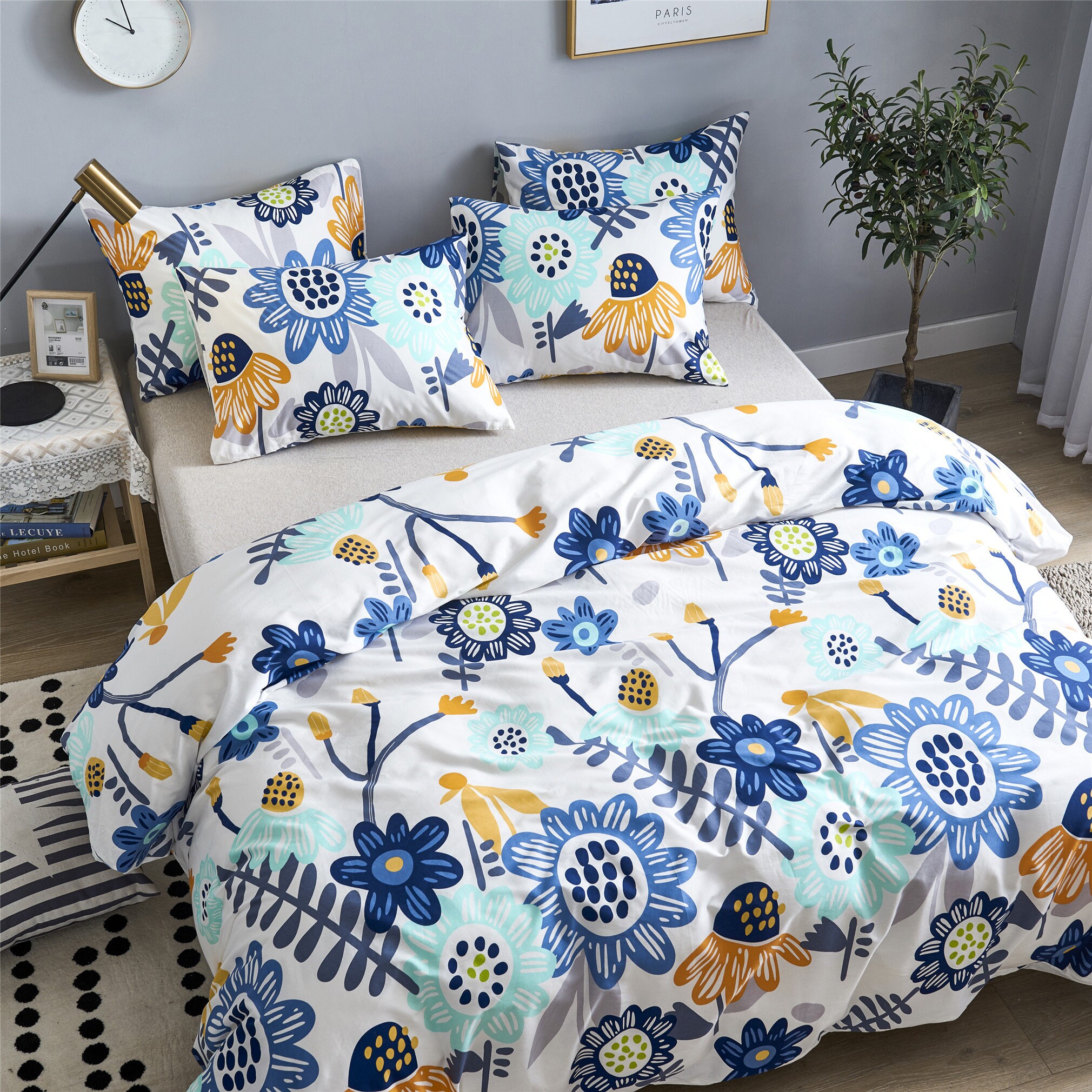 Kids Cute Flowers Duvet Cover Set 100 Cotton Comforter Cover Etsy