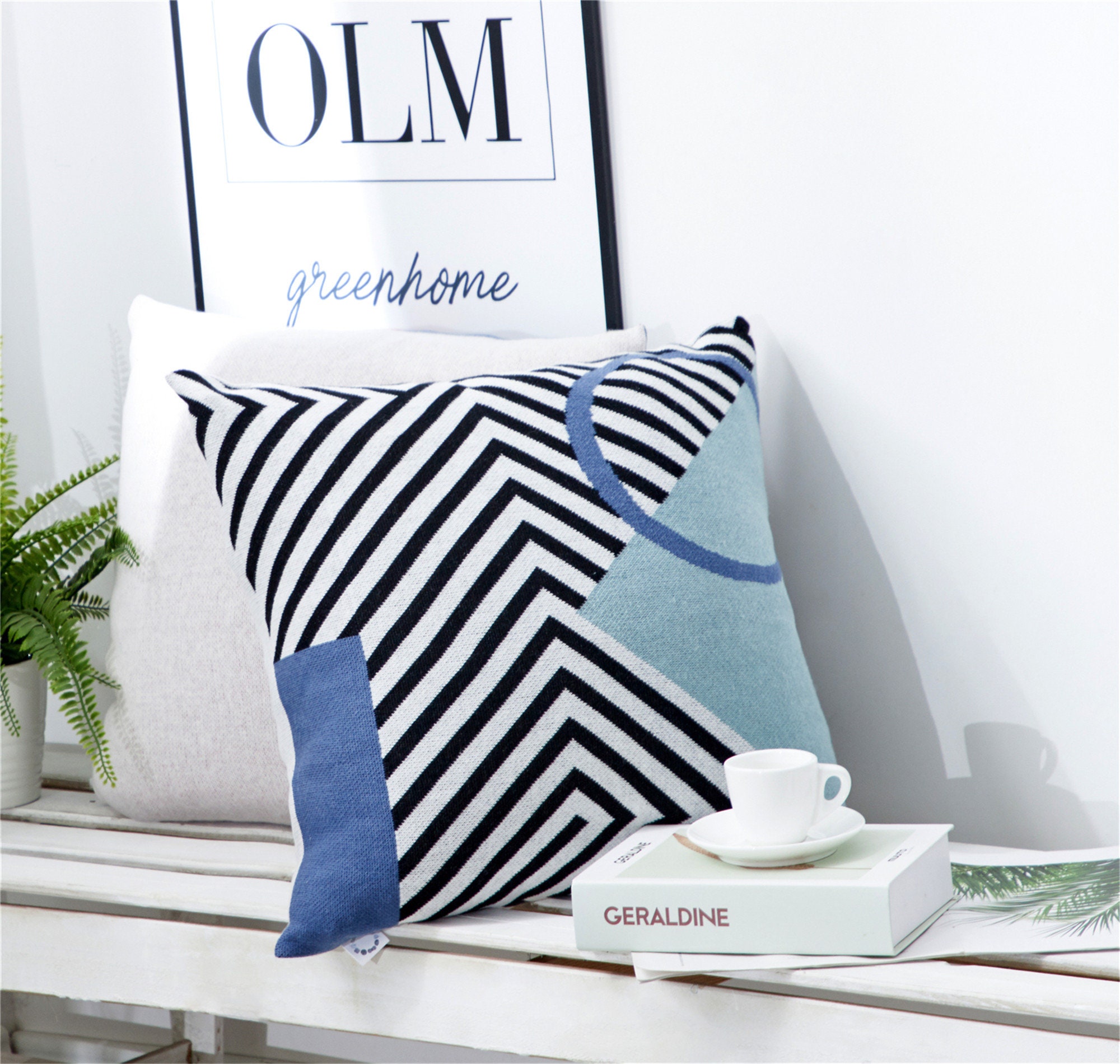 18x18 Coton Tricot Géométrique Jacquard Pillow Cover Rayé Helloween Covers Flower Kids Throw Case Co