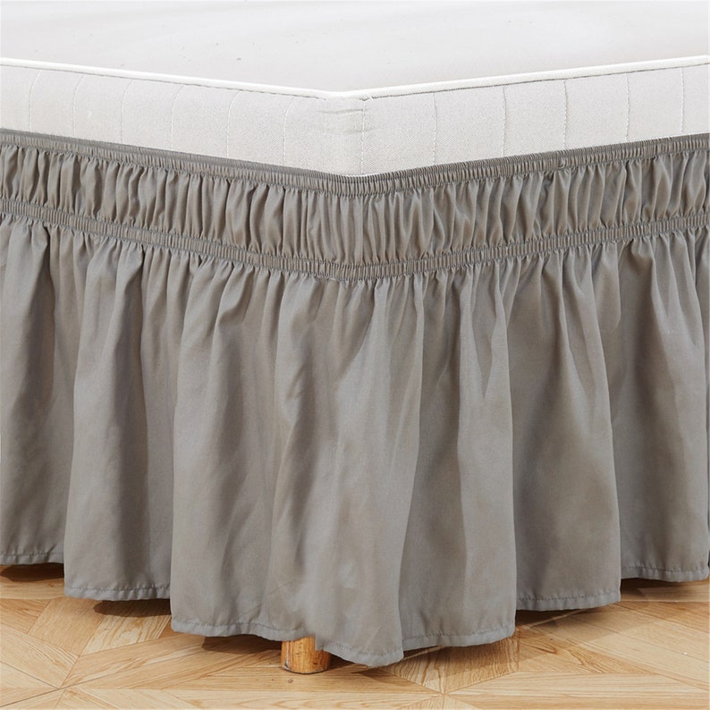 Light Gray Bed Skirt Shabby Chic Bedding Natural Colors Gray Etsy