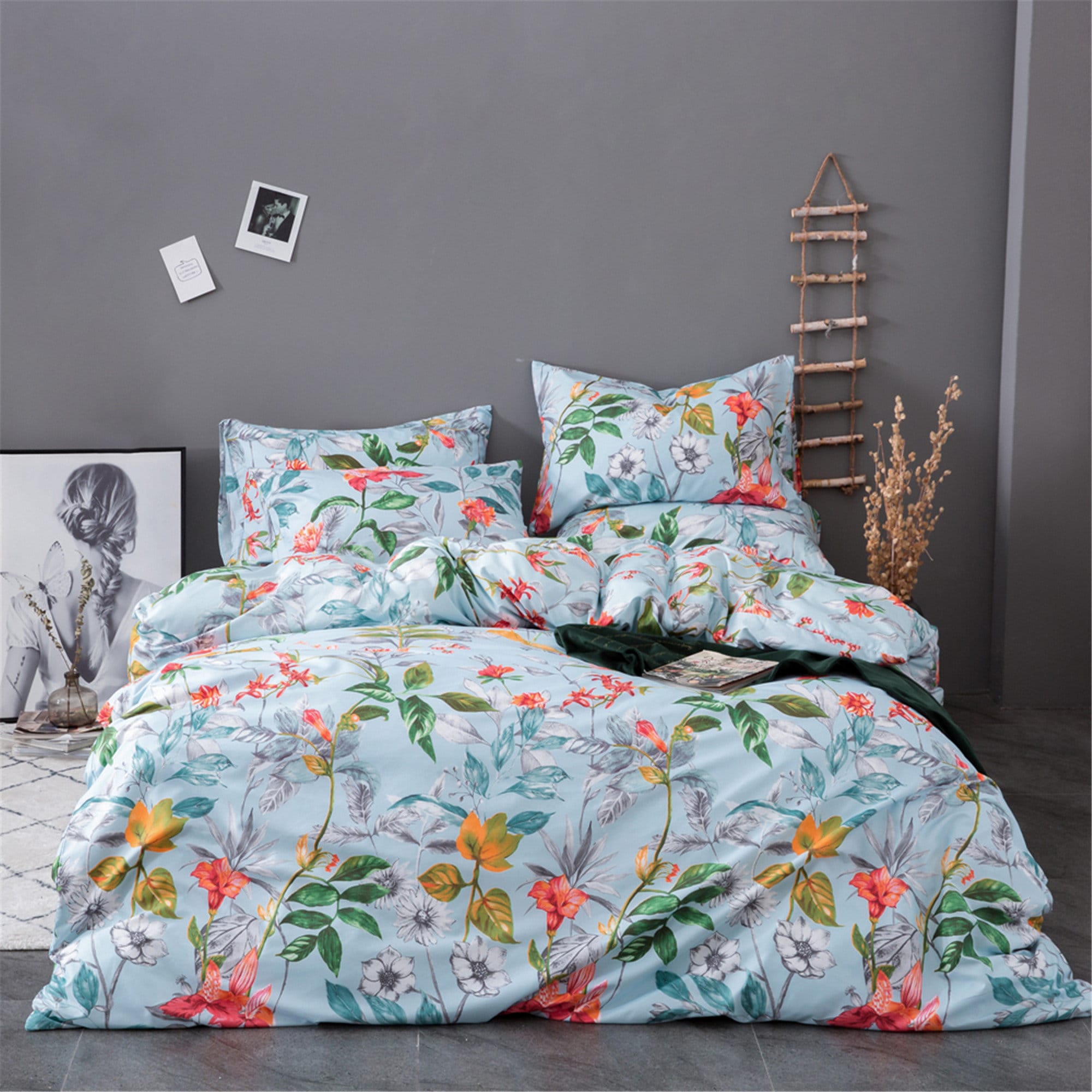 Bright Flowers Garden Duvet Cover Set Soft Flowers Comforter Etsy