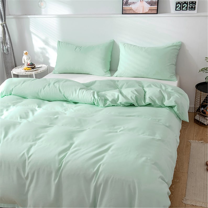 Light Green Autumn Winter 3 Piece Comforter Cover Set Duvet Etsy