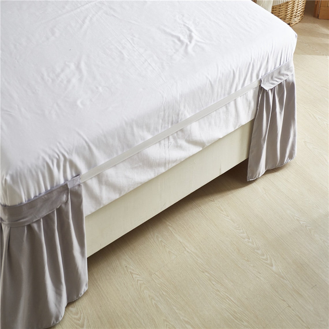 Light Gray Bed Skirt Shabby Chic Bedding Natural Colors Etsy