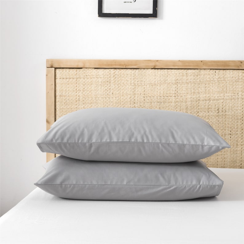 Minimalist Light Gray 100 Cotton Duvet Cover Set Solid Color Etsy