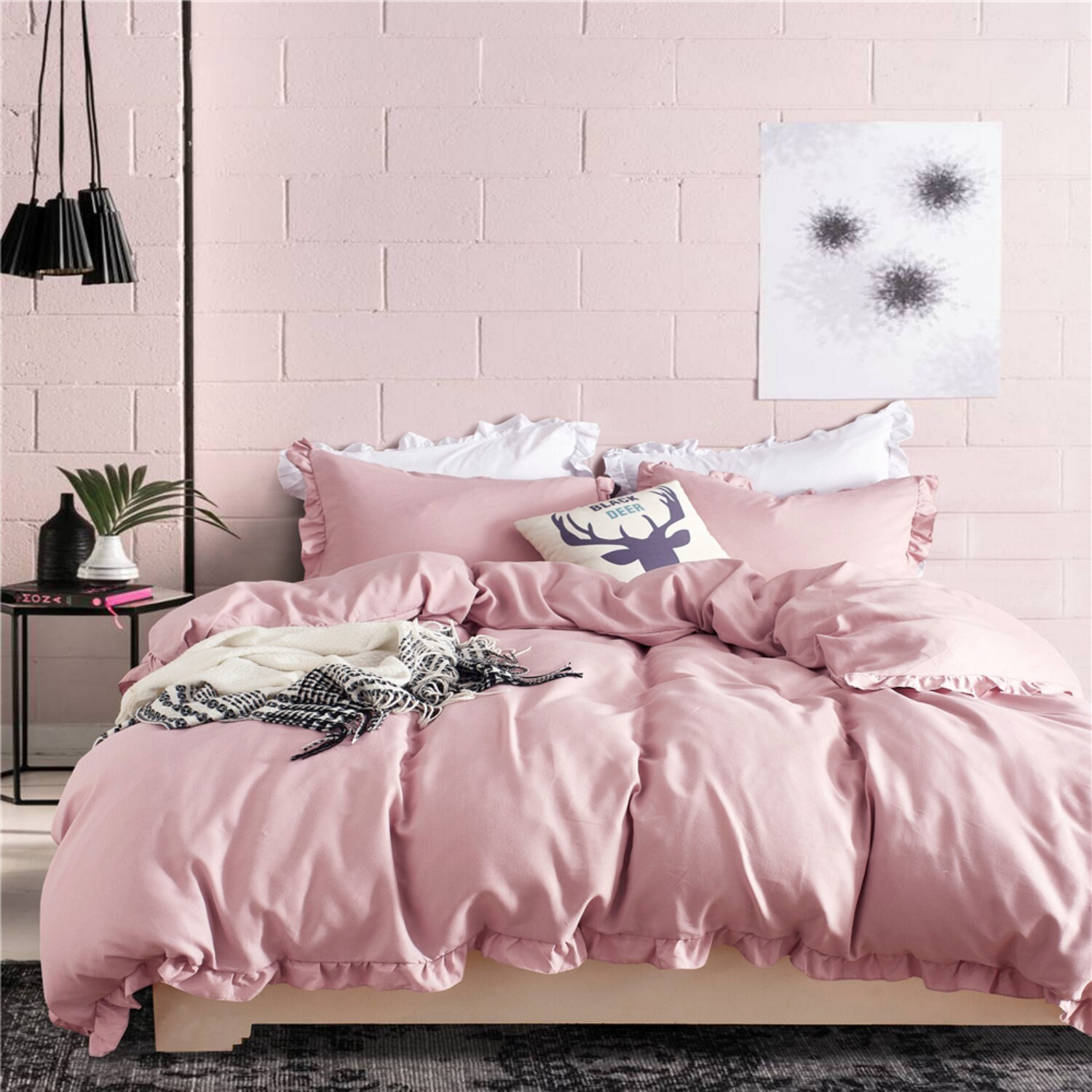 Misty Pink Ruffled Duvet Cover 