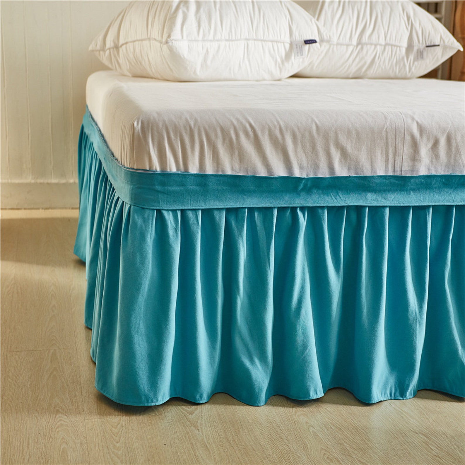 Agate Green Bed skirt Shabby Chic Bedding Natural Colors Etsy