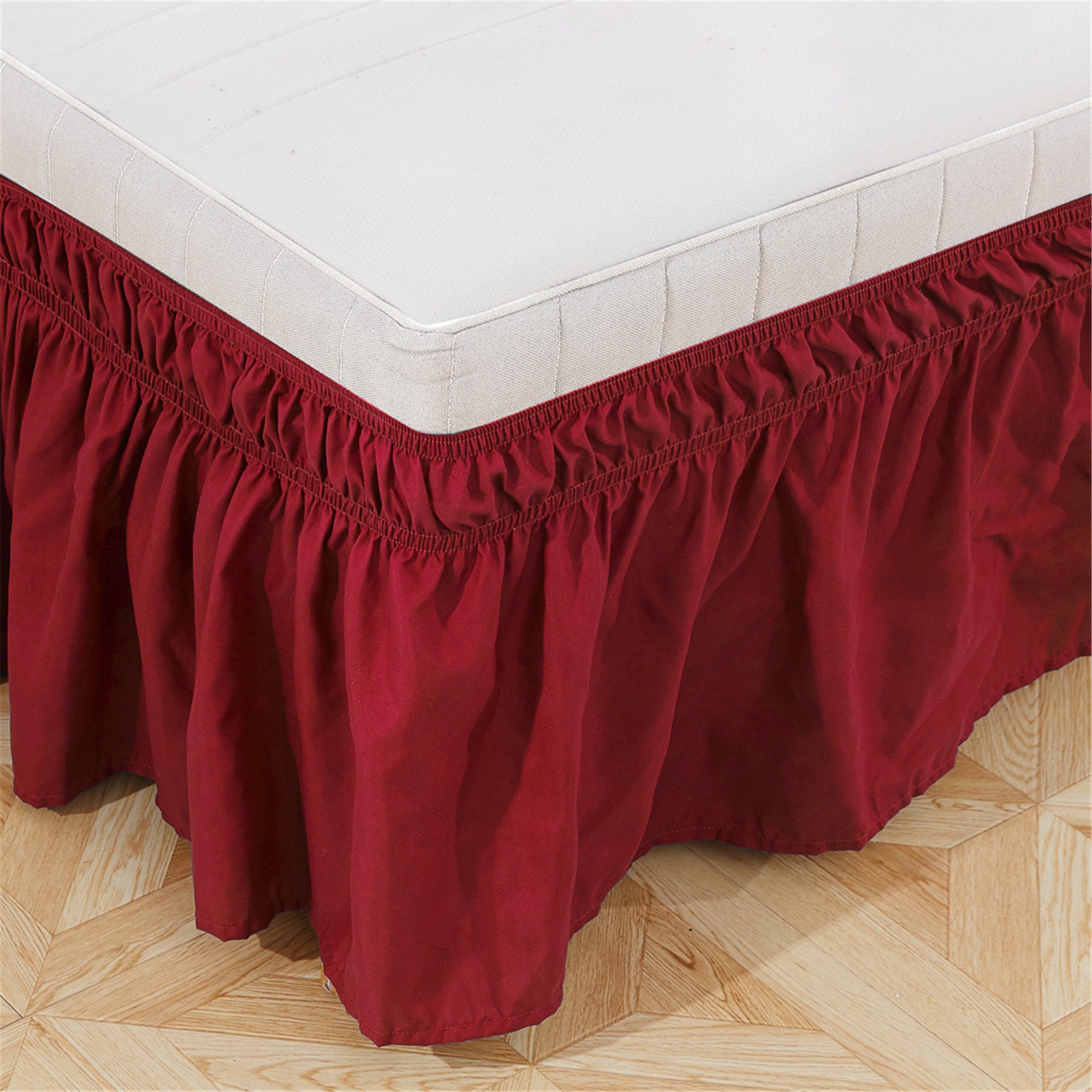 Wine Red Bed Skirt Shabby Chic Bedding Natural Colors Red Dust Etsy