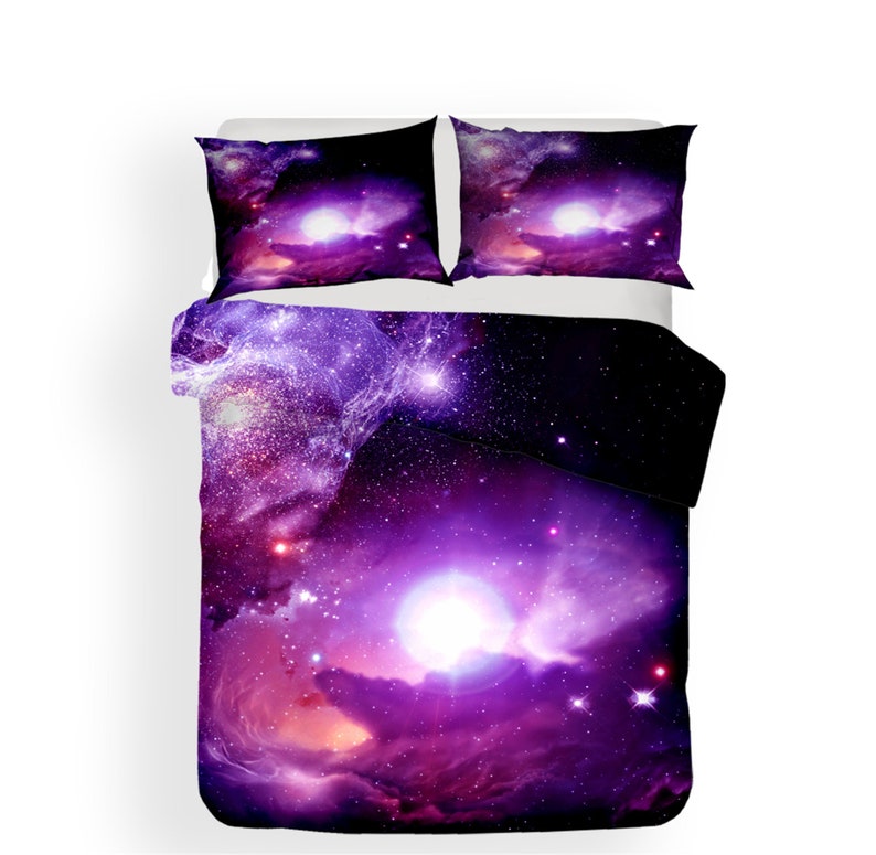 Purple Galaxy Duvet Cover Set Nebula Quilt Cover Kids Etsy