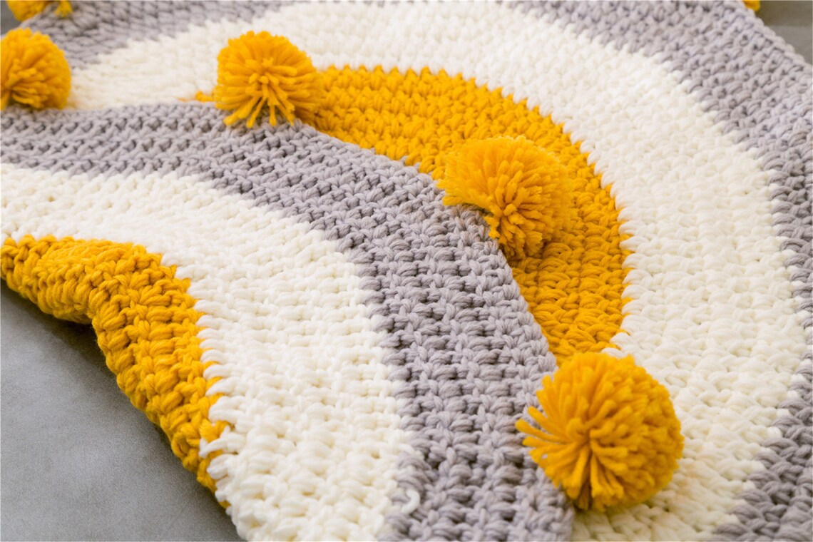 Sunflowers Pom Poms mats art decor round knitting floor mat Etsy