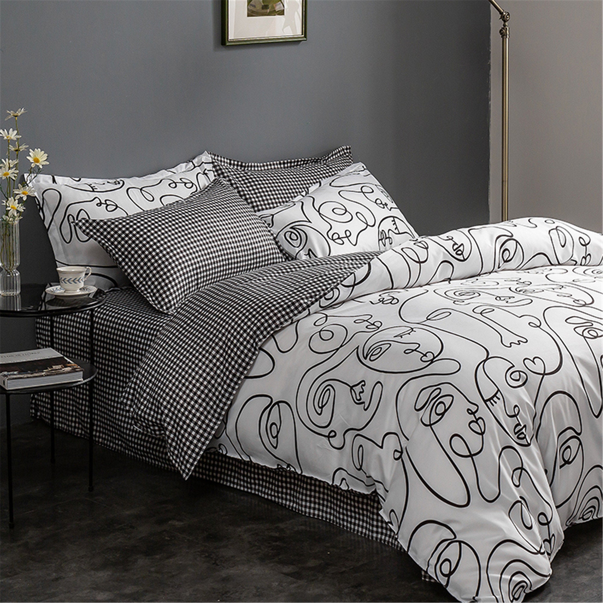 2021 New Abstract Art Face Graffiti Modern Duvet Cover Set Etsy